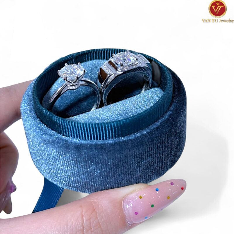 Nhẫn đôi bạc ý cao cấp đính đá kim cương nhân tạo 88600