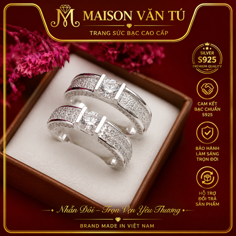 Nhẫn đôi bạc ý cao cấp 4332523