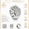 Lux Vỏ nhẫn đính full kim cương nhân tạo s925 9872