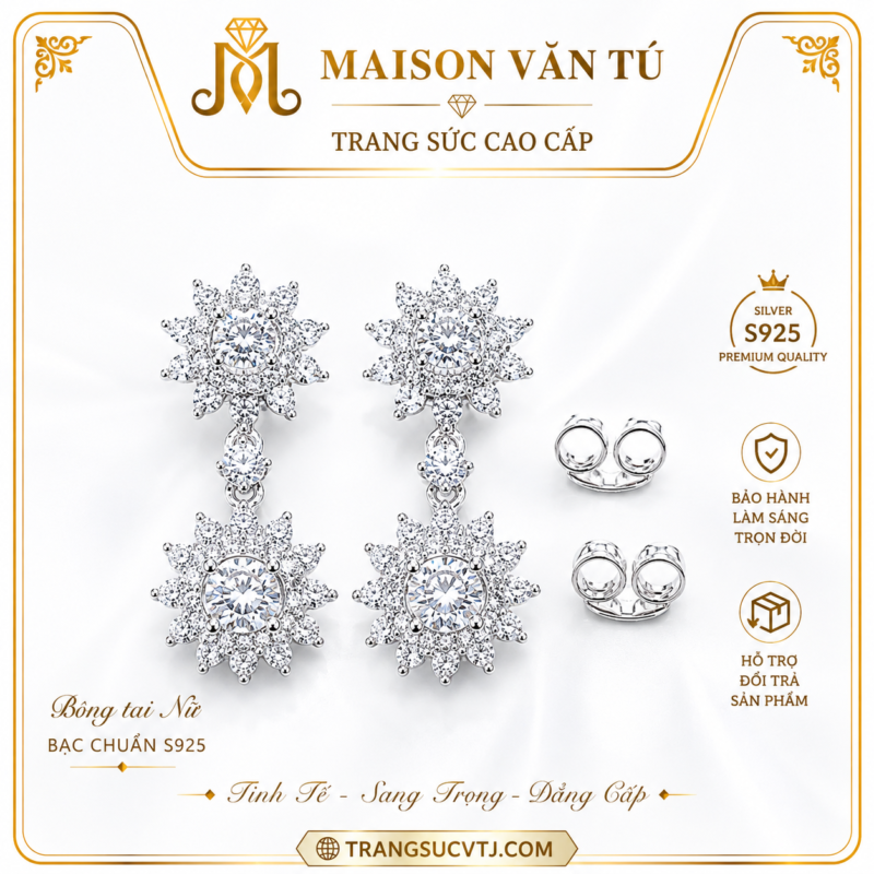 Bông tai bạc cao cấp 66288